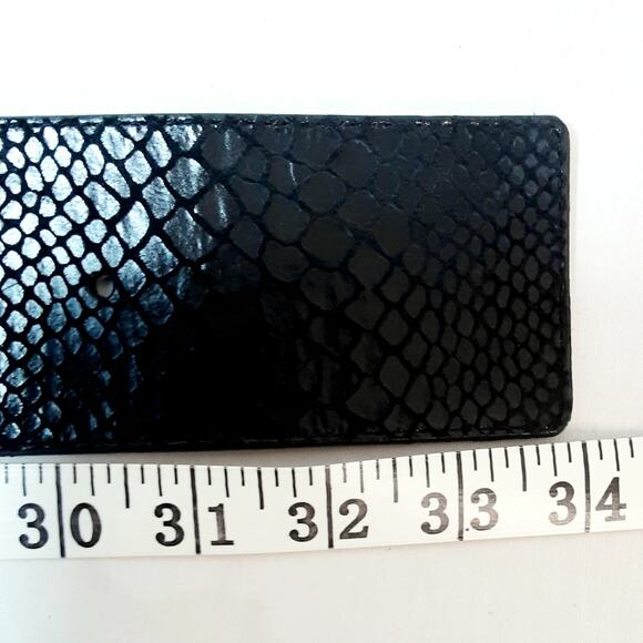 BCBGMaxazria Vintage Wide Black Snake Embossed Faux Leather Belt Size Small main image 9